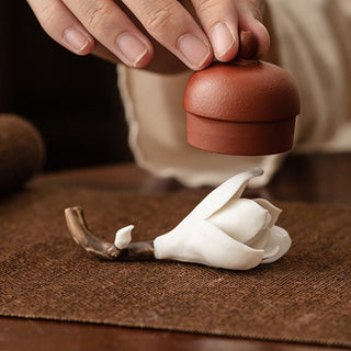 Buddha Gift Gardenia Flower Pattern Ceramic Healing Incense Burner Decoration