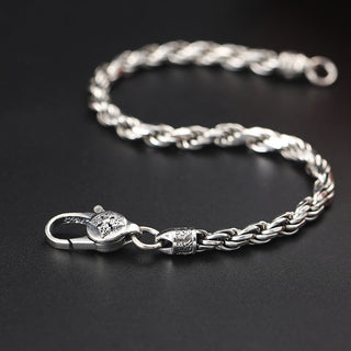Buddha Gift 925 Sterling Silver Tibet Om Mani Padme Hum Double Dorje Vajra Twisted Design Peace Love Bracelet