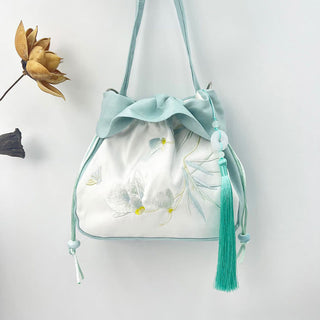 Buddha Gift Suzhou Embroidery Camellia Magnolia Peony Lotus Silk Tote Crossbody Bag Shoulder Bag Handbag