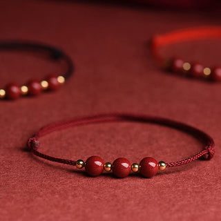 Buddha Gift Natural Lucky Cinnabar Bead Blessing String Bracelet Anklet