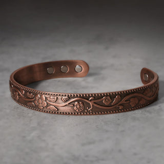 Buddha Gift Floral Magnetic Copper Adjustable Cuff Bracelet Bangle