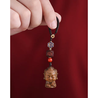 Buddha Gift Chinese Zodiac Natal Buddha Green Sandalwood Om Mani Padme Hum Peace Key Chain