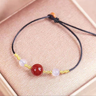 Buddha Gift Natural Red Agate Chalcedony Self-acceptance Confidence String Bead Bracelet Necklace Pendant