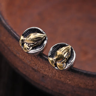 Buddha Gift 925 Sterling Silver Namaste Equality Stud Earrings