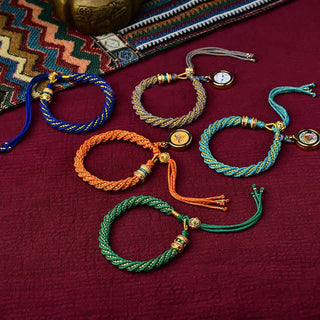 Buddha Gift Tibetan Handmade Luck Thangka Prayer Wheel Charm Weave String Bracelet