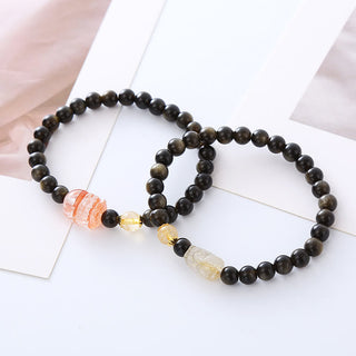 Buddha Gift Natural Gold Sheen Obsidian PiXiu Wealth Protection Bracelet