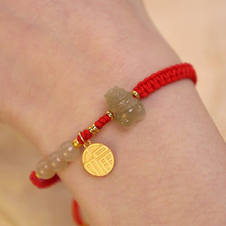 ❗❗❗A Flash Sale- Buddha Gift Year of the Dragon 925 Sterling Silver Hetian Jade Fu Character Luck Bracelet