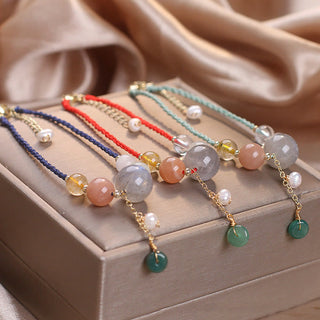 Buddha Gift Moonstone Sunstone Beads Peace Buckle Charm Healing Bracelet