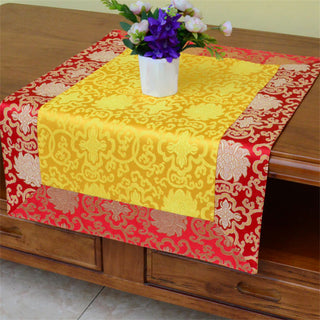 Buddha Gift Brocade Prayer Altar Flower Vajra Dragon Pattern Auspicious Symbols Table Runner