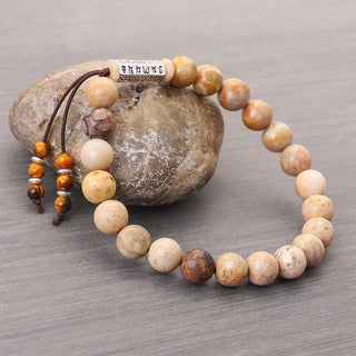 Buddha Gift Weathered Stone Om Mani Padme Hum Strengthen Bracelet