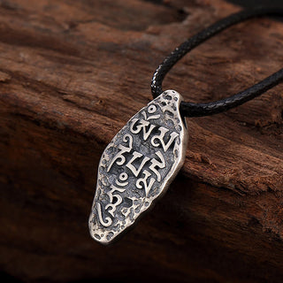 Buddha Gift Tibetan 925 Sterling Silver Om Mani Padme Hum Dorje Vajra Engraved Strength Necklace Pendant