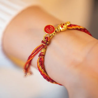 Buddha Gift Chinese Zodiac Handmade Koi Fish String Protection Reincarnation Knot Braid Bracelet