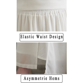 Buddha Gift 2Pcs Three Quarter Sleeve Irregular Design Shirt Wide Leg Pants Meditation Chiffon Women's Set