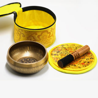 Buddha Gift Tibetan Sound Bowl Handcrafted for Yoga Mindfulness and Meditation Singing Bowl Set