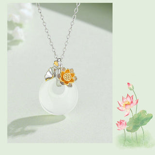 Buddha Gift 925 Sterling Silver Round Chalcedony Twelve Months Flower Harmony Necklace Pendant
