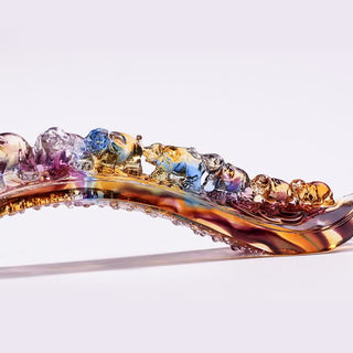 Buddha Gift Handmade Liuli Crystal Ruyi Elephant Art Piece Home Decoration With Crystal Base