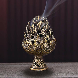 Buddha Gift Tibetan Mini Mountain Pattern Meditation Copper Alloy Incense Burner