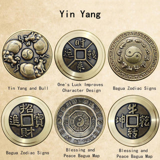 Buddha Gift Four Beasts Feng Shui Yin Yang Bagua Copper Coin Harmony Rotatable Decoration