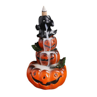 Buddha Gift Halloween Pumpkins Ghost Resin Backflow Smoke Fountain Incense Burner Decoration