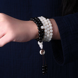 Buddha Gift Ebony YinYang Protection Necklace Mala