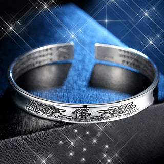 Buddha Gift Heart Sutra Mantra Lotus Peace Copper Cuff Bracelet Bangle