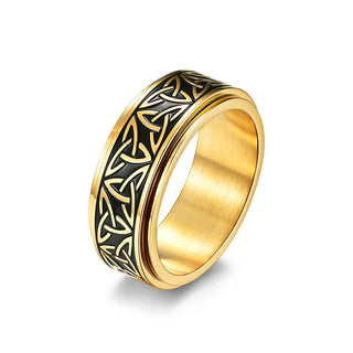 Buddha Gift  Triangle Knot Triquetra Titanium Steel Calm Rotatable Ring