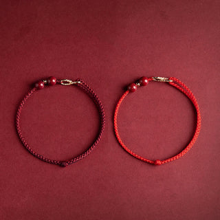 Buddha Gift Cinnabar Blessing Red String 14K Gold Infinity Symbol Bracelet Anklet
