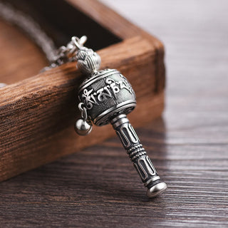 Buddha Gift Tibetan Om Mani Padme Hum Prayer Wheel Lotus Wisdom Rotatable Necklace Pendant