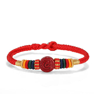 Buddha Gift Year of the Dragon 925 Sterling Silver Chinese Zodiac Cinnabar Auspicious Matches Blessing Bracelet