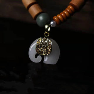 Buddha Gift Sandalwood Jade Elephant Protection Bracelet