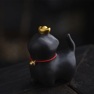 Buddha Gift Mini Lucky Cat Ingot Tea Pet Ceramic Home Desk Figurine Decoration