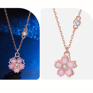 Buddha Gift 925 Sterling Silver Cherry Blossom Flower Rotatable Protection Necklace Pendant