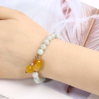 Buddha Gift Natural White Jade Agate Protection Bracelet