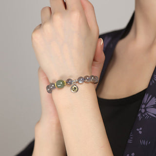 Buddha Gift Chinese Zodiac Natal Buddha 925 Sterling Silver Natural Moonstone Hetian Jade Positive Bracelet
