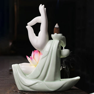 Buddha GiftTibetan Lotus Blessing Incense Burner Decoration