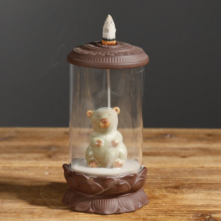 Buddha Gift Meditation Wukong Monkey King Purple Clay Windshield Lotus Backflow Smoke Fountain Incense Burner Decoration