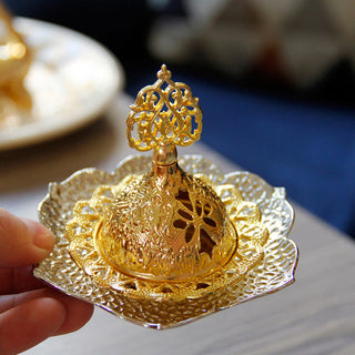 Buddha Gift Gold Leaf Coaster Spiritual Mini Alloy Metal Incense Burner