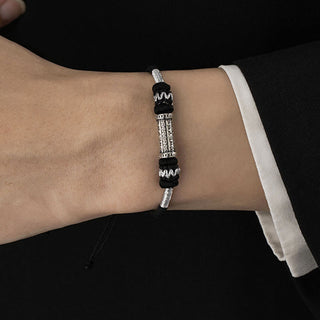 Buddha Gift 925 Sterling Silver Om Mani Padme Hum Wisdom Braided Rope Bracelet