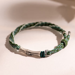 Buddha Gift 925 Sterling Silver Bamboo Reincarnation Knot Luck Protection String Bracelet