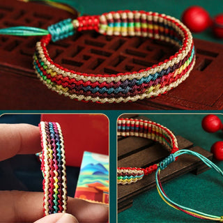 Buddha Gift Tibet Handmade Rainbow Multicolored Protection Braided String Bracelet