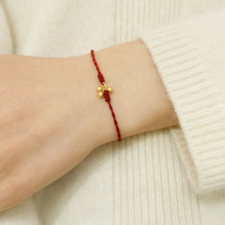 Buddha Gift 925 Sterling Silver Gold Plated Luck Red String Bracelet
