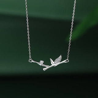 Buddha Gift Bamboo Leaf Design Copper Zircon Wealth Necklace Pendant