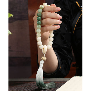 Buddha Gift Natural Gradient Bodhi Seed Fortune Money Bag Lotus Wisdom Tassel Wrist Mala