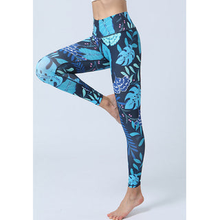 Buddha Gift Leaves Print Pants Sports Fitness Yoga High Waist Leggings Women's Yoga Pants
