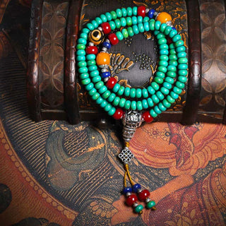 Buddha Gift 108 Mala Beads Tibetan Turquoise Dzi Bead Protection Bracelet
