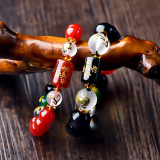 Buddha Gift Chinese Zodiac Feng Shui Obsidian Five-Element Wealth Porsperity Bracelet