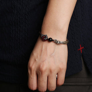 Buddha Gift 925 Sterling Silver Auspicious Dragon Success Handcrafted Braided Bracelet