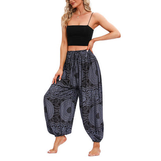 Buddha Gift Casual Loose Round Rose Pattern Harem Trousers Women's Yoga Pants
