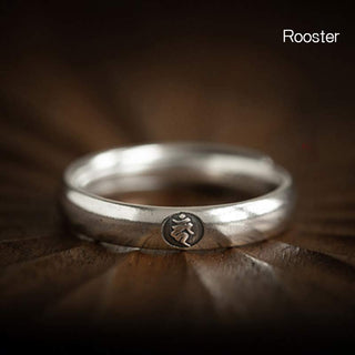 Buddha Gift 925 Sterling Silver Chinese Zodiac Natal Buddha Blessing Couple Ring
