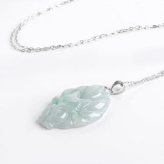 Buddha Gift 925 Sterling Silver Natural Jade Nine Tailed Fox Prosperity Necklace Pendant